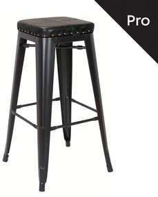 RELIX Σκαμπό Bar-Pro, Στοιβαζόμενο, Μέταλλο Βαφή Μαύρο Matte, Pu Μαύρο 43x43x78cm Ε5190P,15M