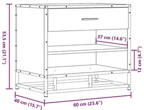 Πάγκος παπουτσιών Δρυς Καπνιστό 60x40x53,5cm Επεξεργασμένο ξύλο - Καφέ