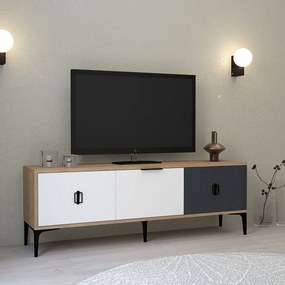 Έπιπλο Τηλεόρασης Δρυς / Λευκό / Ανθρακί GRIBRE 150x35x18