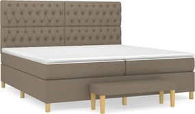 vidaXL Κρεβάτι Boxspring με Στρώμα Taupe 200x200 εκ. Υφασμάτινο