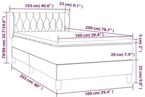 vidaXL Κρεβάτι Boxspring με Στρώμα Κρεμ 100 x 200 εκ. Υφασμάτινο