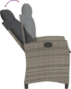 vidaXL Σετ Τραπεζαρίας Κήπου 9 τεμ. Γκρι Συνθ. Ρατάν με Μαξιλάρια