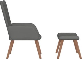 vidaXL Πολυθρόνα Relax Σκούρο Γκρι Βελούδινη με Σκαμπό