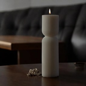 Σετ διακοσμητικών αρωματικών κεριών με διπλή ραβδωτή στήλη Λευκό 8x8 cm