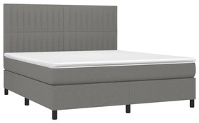 vidaXL Κρεβάτι Boxspring με Στρώμα & LED Σκ.Γκρι 160x200 εκ Υφασμάτινο