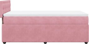 vidaXL Κρεβάτι Boxspring με Στρώμα Ροζ 90x200 εκ. Βελούδινο