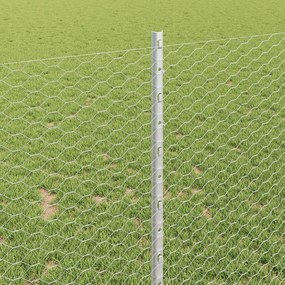 vidaXL Εξωτερική εξάγωνη περίφραξη με στήλη 25 x 1 m Ασημί Δίχτυ
