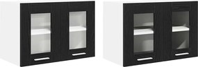 vidaXL Κρεμαστό ντουλάπι 2 pcs Μαύρη Οξυά Επεξεργασμένο Ξύλο
