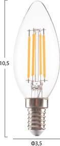 ΛΑΜΠΤΗΡΑΣ LED FILAMENT 4W E14 3000K ΔΙΑΦΑΝΟΣ DIMMABLE HM4048.01