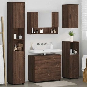 vidaXL Σετ Επίπλων Μπάνιου με ράφι 5 pcs Καφέ δρυς 30 x 35 x 192 εκ.