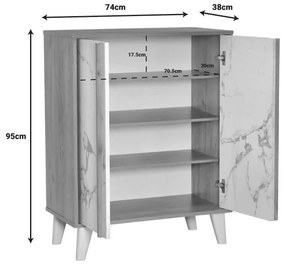 Παπουτσοθήκη-ντουλάπι Kumen μελαμίνη σε απόχρωση oak μαρμάρου 74x38x95εκ