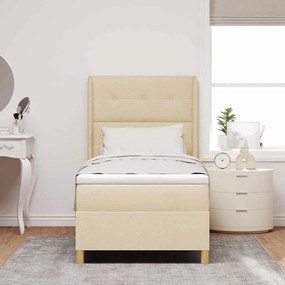 vidaXL Κρεβάτι με ελατήρια με στρώμα Κρεμ 100 x 200 cm ύφασμα