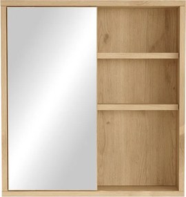 Ντουλάπι μπάνιου Bagno με καθρέπτη pakoworld oak 60x14.5x63.6εκ