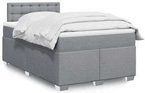 vidaXL Κρεβάτι Boxspring με Στρώμα Ανοιχτό Γκρι 120x190 εκ. Υφασμάτινο