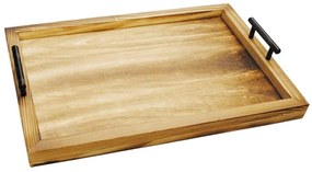 Δίσκος Σερβιρίσματος Paulownia 00.07.75536 40x30x6cm Brown-Black Μέταλλο,Ξύλο