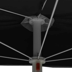 vidaXL Ομπρέλα Κήπου Μισή με Ιστό Μαύρη 180 x 90 εκ.