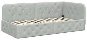vidaXL Κρεβάτι Γωνίας με στρώμα Ανοιχτό γκρι 90 x 190 cm Βελούδο