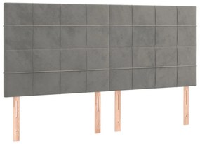 Κεφαλάρι Κρεβατιού LED Ανοιχτό Γκρι 180x5x118/128 εκ. Βελούδινο 3122484