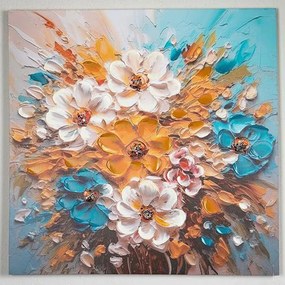 Πίνακας Καμβάς Λουλούδια 755-12123 80x2,5x80cm Multi Estheti Home Τετράγωνοι Ξύλο, Καμβάς