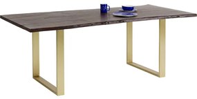 Τραπέζι Harmony Ακακία Σκούρο Καφέ-Χρυσό   180x90x76εκ - Χρυσό