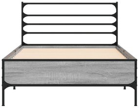 vidaXL Πλαίσιο Κρεβατιού Γκρι Sonoma 90x200 εκ. Επεξ. Ξύλο &amp; Μέταλλο