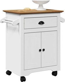 vidaXL Καροτσάκι κουζίνας BODO Λευκό και καφέ 72x45x80 cm
