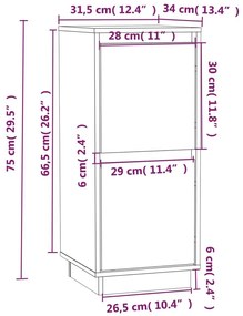 Ντουλάπι 31,5 x 34 x 75 εκ. από Μασίφ Ξύλο Πεύκου - Καφέ