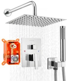 VEVOR Shower Faucet Set 10&quot; Square Rain Shower Head and Hand Set Silver Chrome