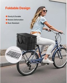 VEVOR Rear Bike Basket Folding Bicycle Basket Cargo Net Liner Waterproof Cover