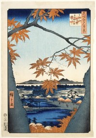 Αναπαραγωγή Maples leaves at Mama, Hiroshige Utagawa