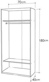 Δίφυλλη Ντουλάπα Ρούχων KENDALL Sonoma 70x45x180