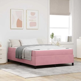 vidaXL Σκελετός Κρεβατιού με στρώμα Ροζ 140 x 190 cm ύφασμα
