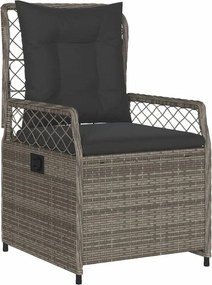 vidaXL Σετ Τραπεζαρίας Κήπου 3 τεμ. Γκρι Συνθ. Ρατάν με Μαξιλάρια