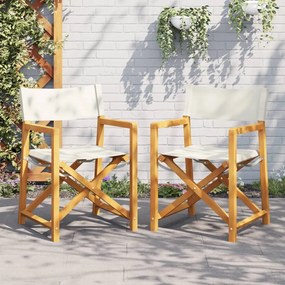 vidaXL Καρέκλες Κήπου Πτυσσόμενες 2 τεμ. Κρεμ Λευκό Υφασμάτινες
