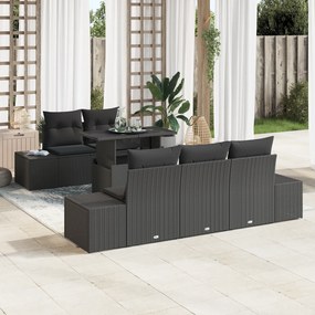 vidaXL 6 Τεμαχίων Σετ Καναπέ Κήπου με Μαξιλάρια Μαύρο Πολυ Ρατάν