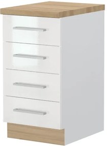 Επιδαπέδιο ντουλάπι Hudson R-45-4F-Λευκό - Λευκό γυαλιστερό - 45.00Χ60.00Χ88.00cm