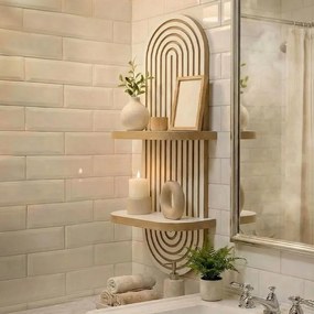 Ραφιέρα τοίχου Artwill Megapap Mdf χρώμα λευκό - oak 26x13x70εκ.