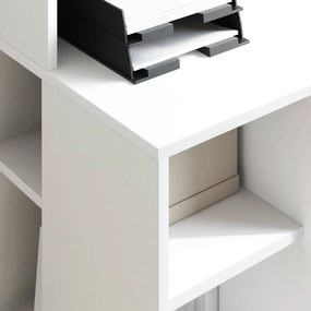 vidaXL Γραφείο με ράφι Λευκό 90 x 48 x 101,5 εκ. Επεξεργασμένο ξύλο