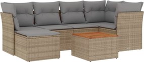 vidaXL Patio Sofa Set 7-θέσια Μίξη μπεζ και ανοιχτό γκρι