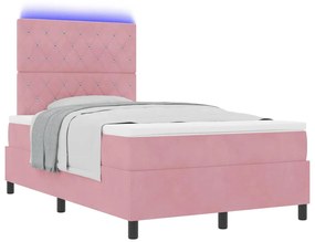 vidaXL Κρεβάτι με ελατήρια με στρώμα Ροζ 120 x 200 cm Βελούδο