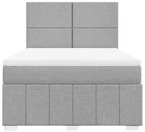 Κρεβάτι Boxspring με Στρώμα Ανοιχτό Γκρι 140x200 εκ. Υφασμάτινο - Γκρι