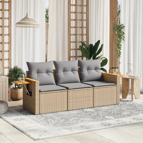 vidaXL Patio Sofa Set 3-θέσια Beige and Grey