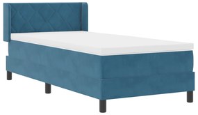 vidaXL Κρεβάτι με Στρώμα Στρώματος Σκούρο Μπλε 90x190 εκ. Βελούδο