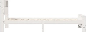 vidaXL Σκελετός Κρεβατιού με ράφι Λευκό 90 x 190 cm Στερεό πεύκο