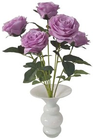 Τεχνητό Μπουκέτο Τριαντάφυλλο Royal 8781-7 55cm Purple Supergreens Leather,Plastic