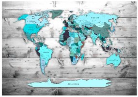 Αυτοκόλλητη ταπετσαρία τιρκουάζ παγκόσμιος χάρτης - 441x315