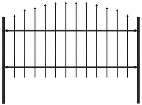 vidaXL Κάγκελα Περίφραξης με Λόγχες Μαύρα (1,-1,25) x 1,7 μ. Ατσάλινα