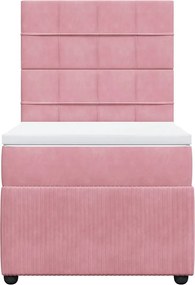 vidaXL Κρεβάτι Boxspring με Στρώμα Ροζ 100x200 εκ. Βελούδινο