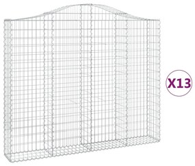 vidaXL Συρματοκιβώτια Τοξωτά 13 τεμ. 200x30x160/180 εκ. Γαλβαν. Ατσάλι