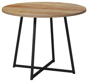 Τραπέζι Sarah Ι pakoworld oak- μαύρα μεταλλικά πόδια Φ100x76εκ